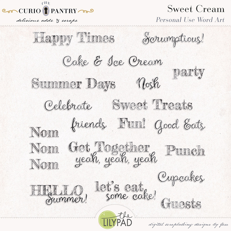 The Curio Pantry Sweet Cream PU Word Art