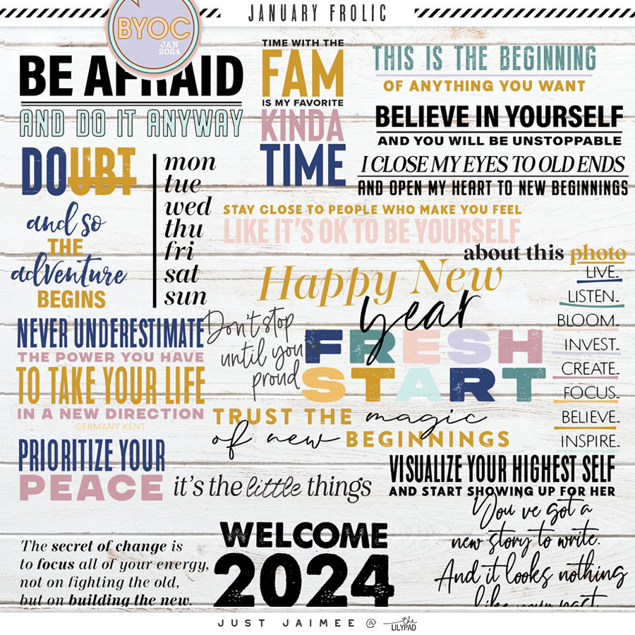 January Frolic Word Art Pack
