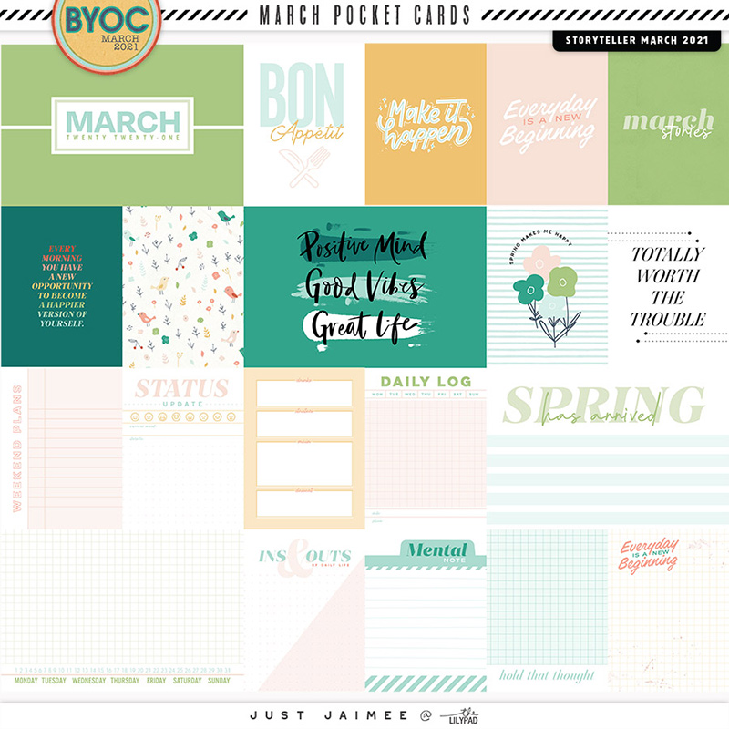 March Pocket Cards | Digital Scrapbooking