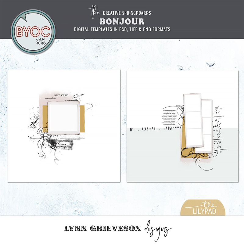 Bonjour Template Set by Digital Scrapbook designer Lynn Grieveson