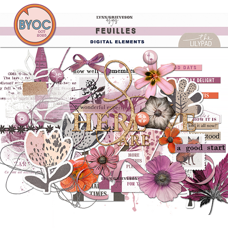 Feuilles Digital Scrapbooking Elements by Lynn Grieveson