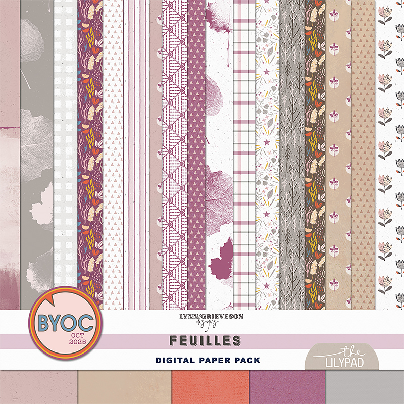 Feuilles Digital Scrapbooking Paper Pack by Lynn Grieveson