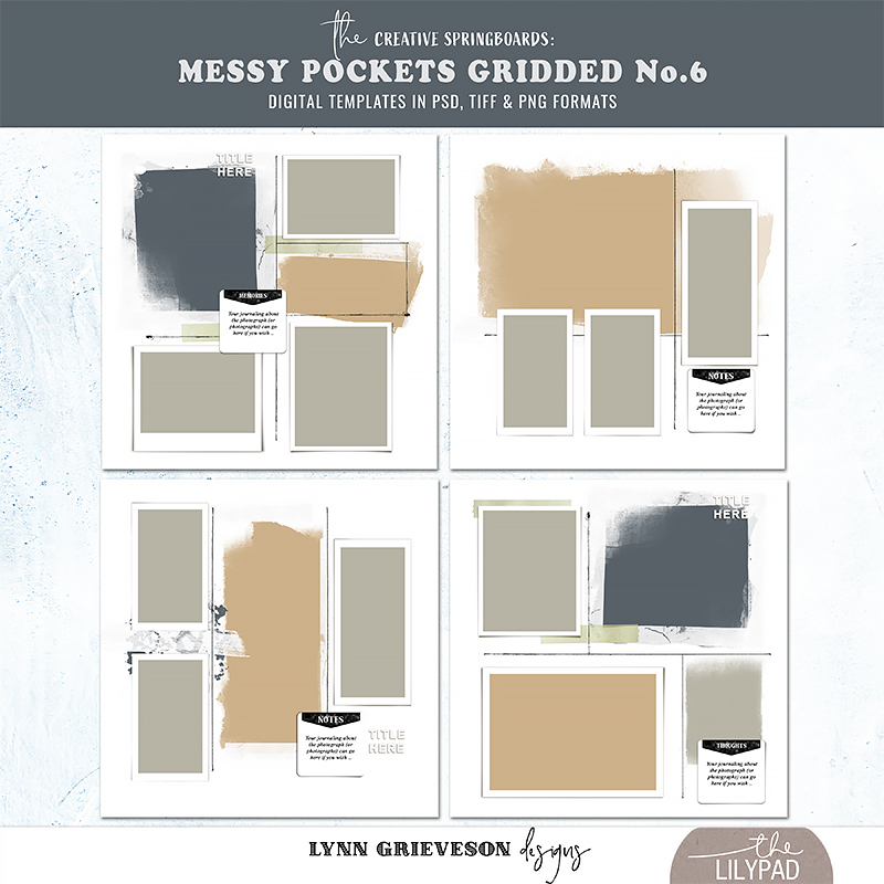 Messy Pockets Gridded No6 Photobook Templates by Lynn Grieveson