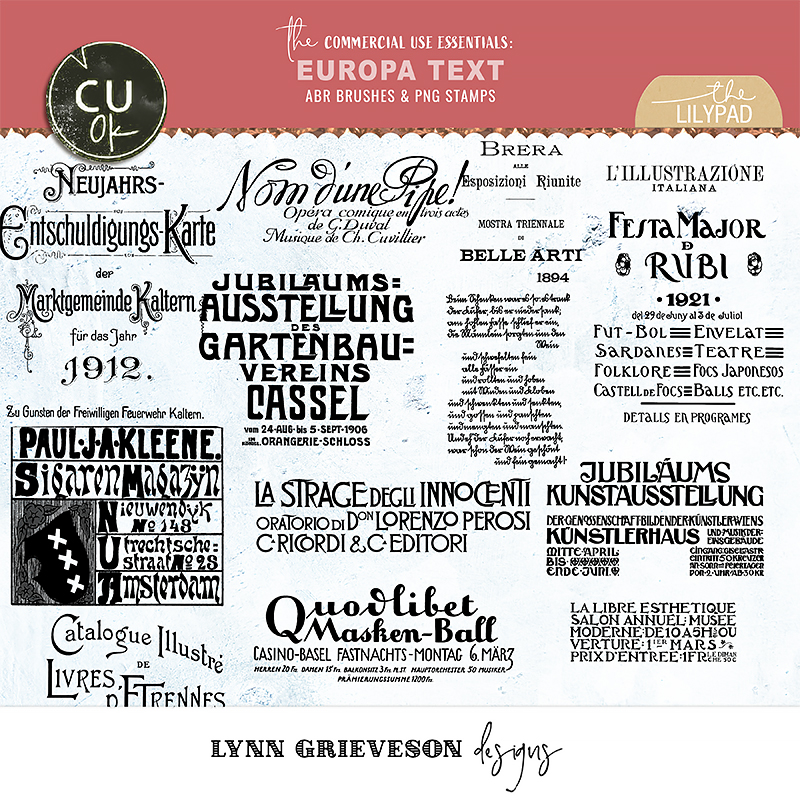 Europa Text Brushes for Digital Scrapbooking