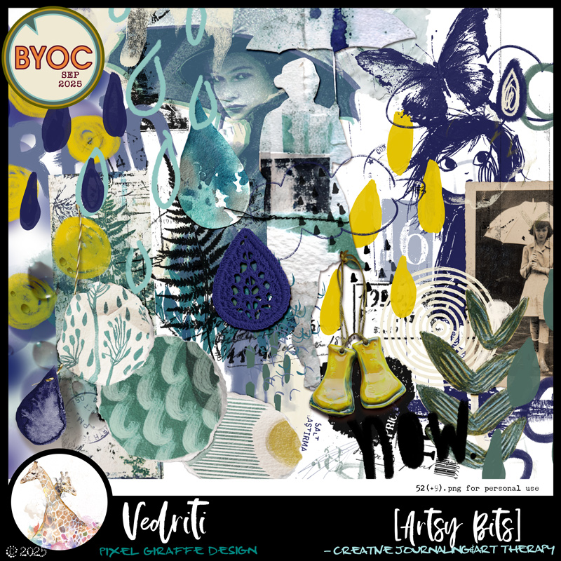 Vedriti artsy bits art journal collection Pixel Giraffe Design
