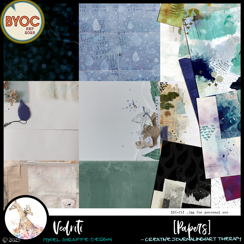 Pixel Giraffe Design Vedriti mixed media art papers