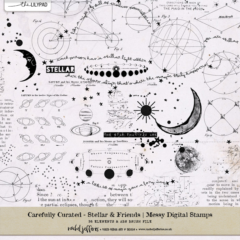 Carefully Curated - Stellar & Friends | Messy Digital Stamps by Rachel Jefferies