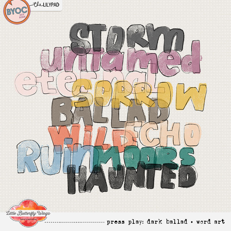 Press Play: Dark Ballad (word art)