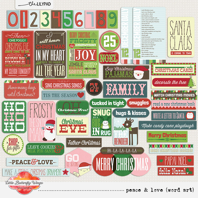 Peace & Love (word art)